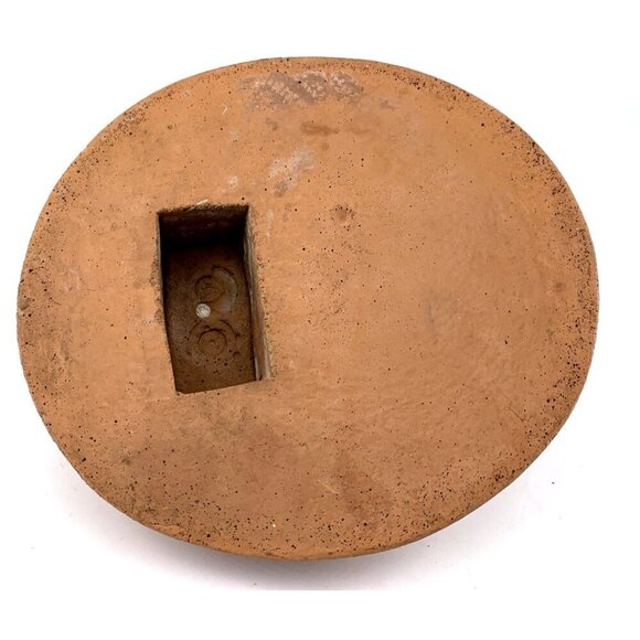 Red Clay Face Tongue Out Whimsical Decor Sun Face Wall Hanging Pottery 6.25" - Picture 6 of 6